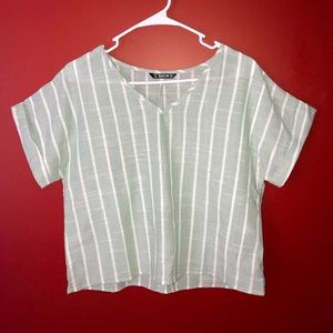 SheIn Vertically Striped Green Top